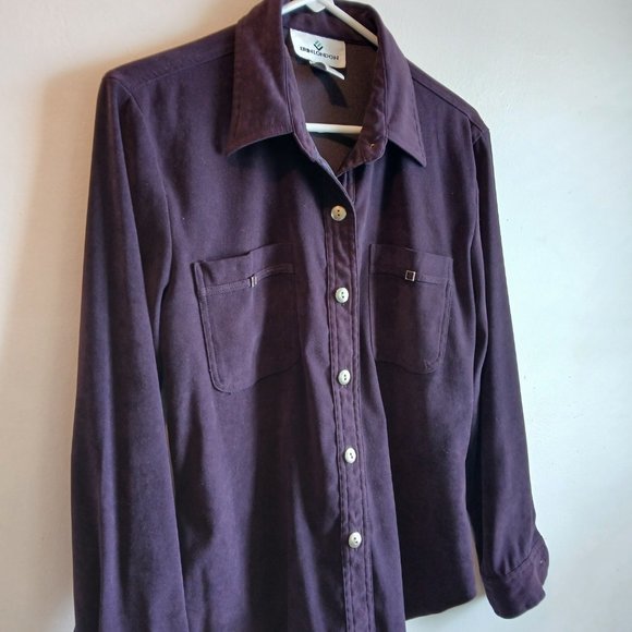 Erin London Shirt, long sleeve, button down in Purple Small - Picture 4 of 7